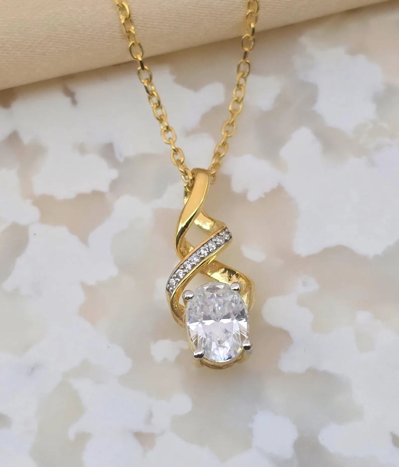 2ct Moissanite Pendant • Twisted 925 Silver Necklace • Oval Cut Stone Pendant