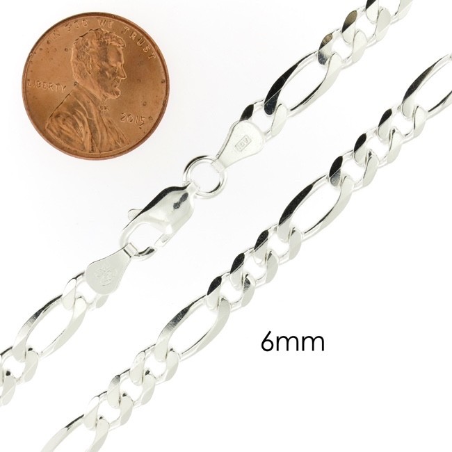 Italian Solid 925 Sterling Silver Figaro Chain Necklace STAMPED 925 Mens Womens