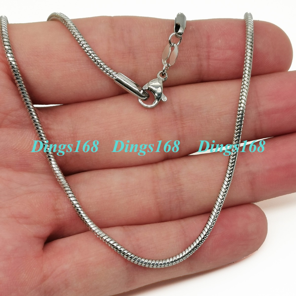 925 Sterling Silver Tarnish-Resist 18″ 1.2mm Snake Chain Necklace Rhodium Finish