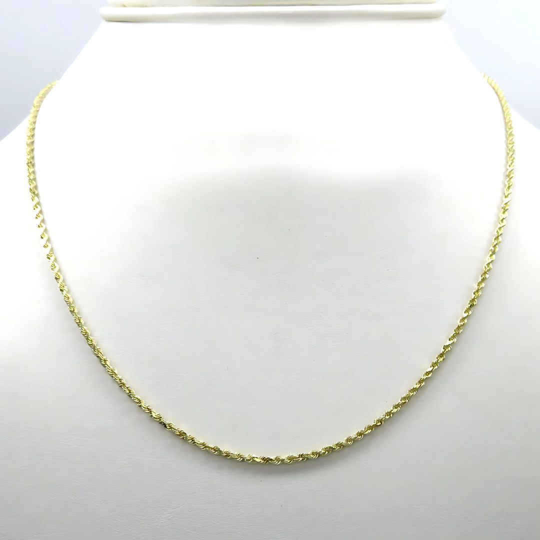 10K Solid Yellow Gold Necklace Gold Rope Chain 16″ 18″ 20″ 22″ 24″ 26″ 28″ 30″