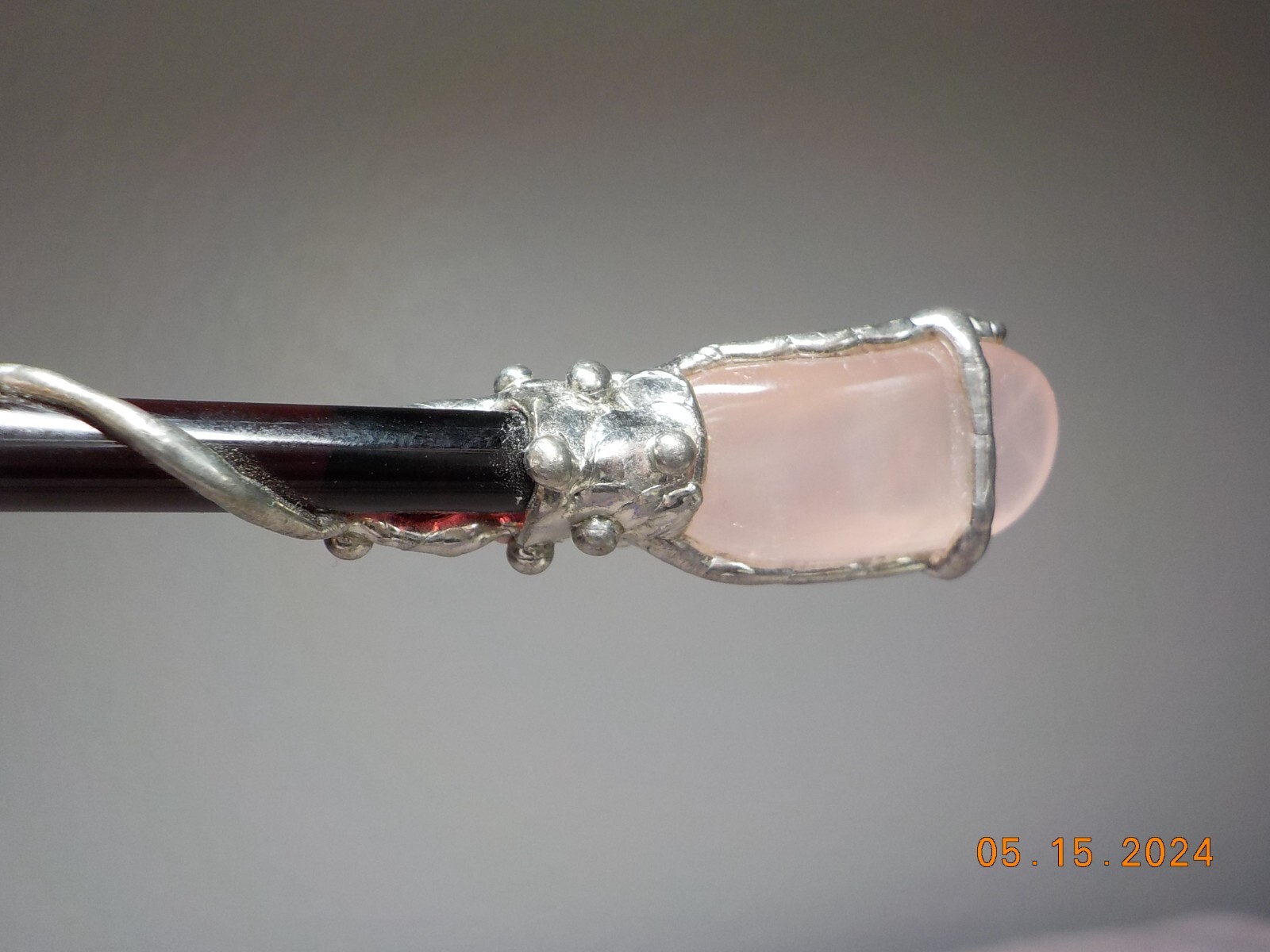 STERLING SILVER WRAPPED AMETHYST/QUARTZ CLEAR POINT/PINK QTZ HEALING WAND/STICK