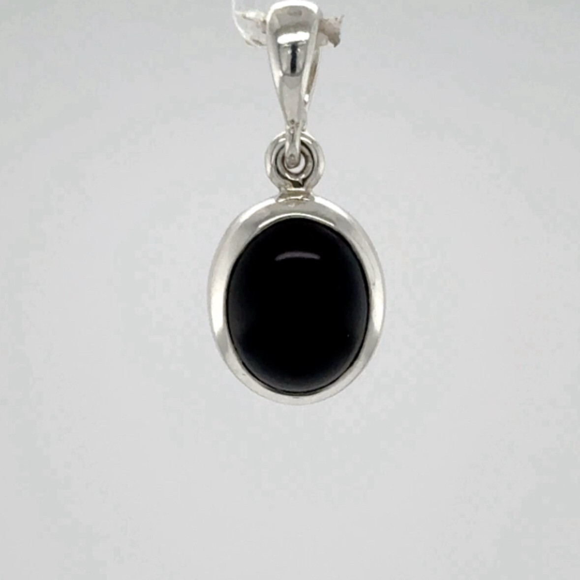Oval BLACK ONYX Pendant – 925 STERLING SILVER Natural Genuine Gemstone #32e