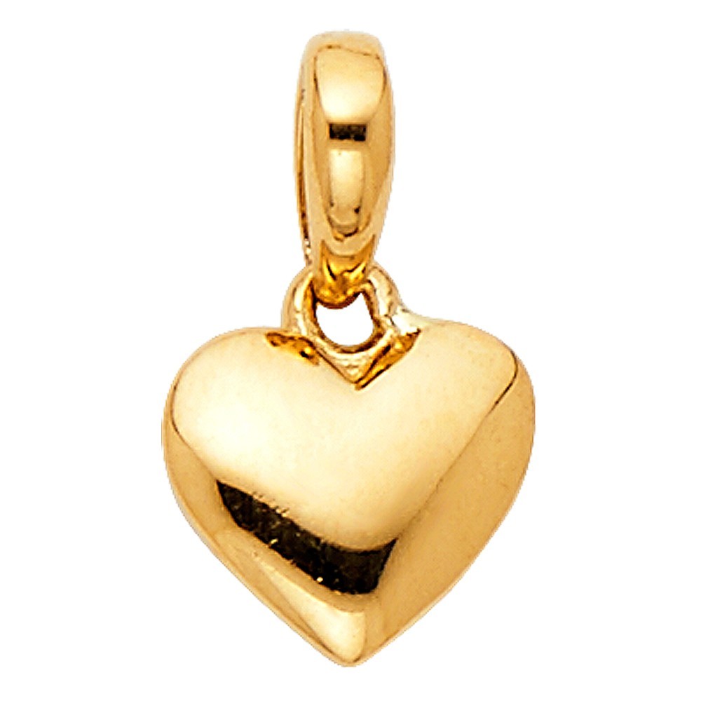 Hollow Polish Plain Small Puffy Heart Charm 7mm Pendant Italian 14k Solid Gold