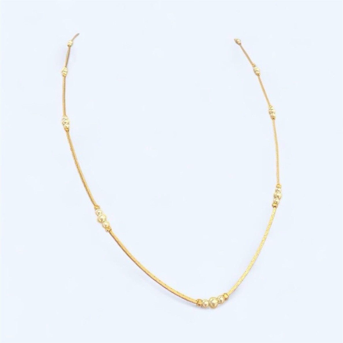 Yellow Gold Diamond Station Snake Chain Necklace Korea signed vintage jewlery