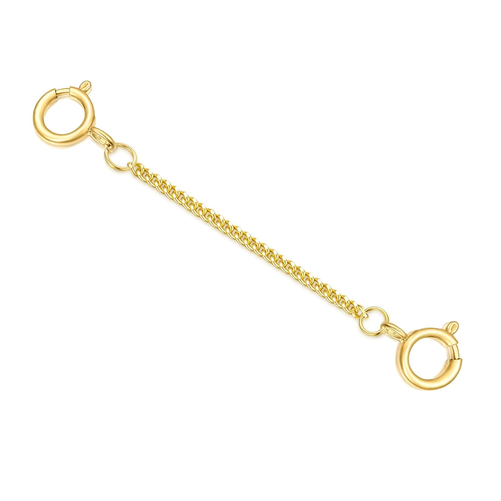 1″/2″/3″/4″/5″ Necklace Extender Chain with Double Spring Clasp 14K Yellow Go…