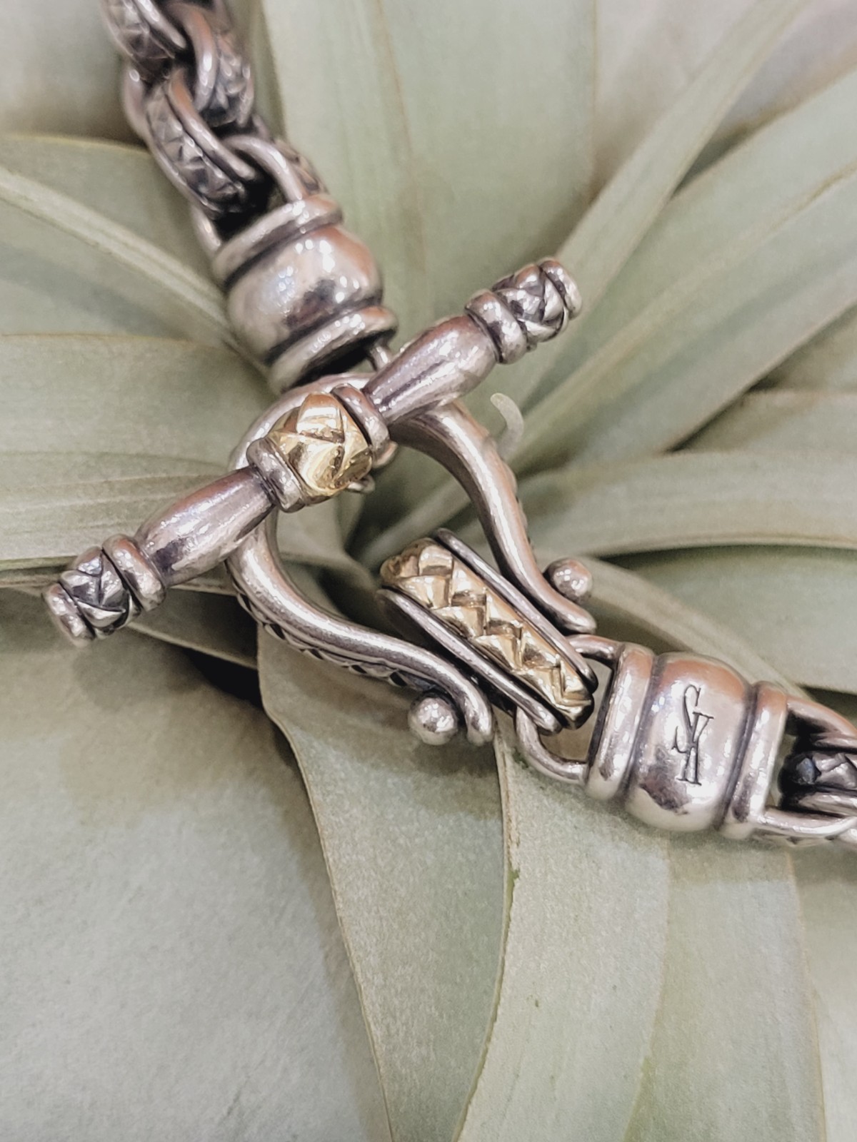 Scott Kay Two-Tone Rolo Link Sterling Silver and 18K Yellow Gold Necklace