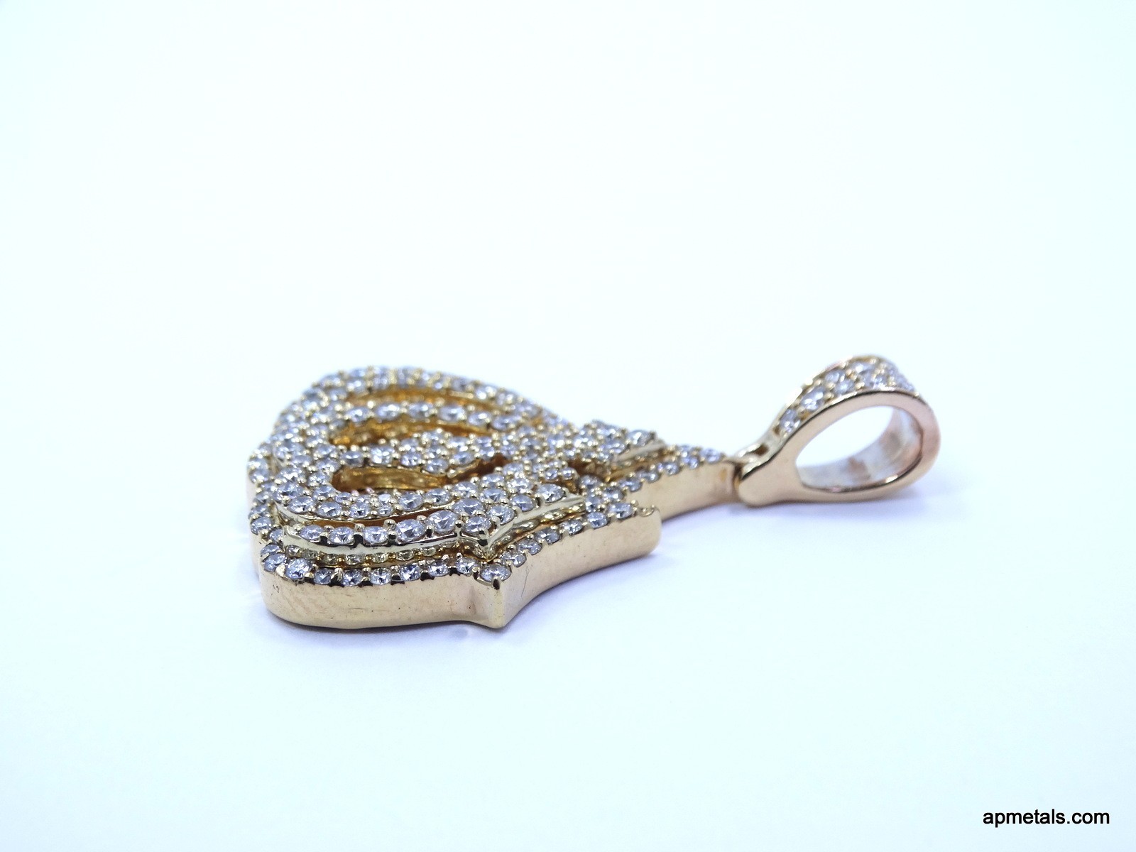 Iced ALLAH 2 Ct Natural VS/SI DIAMOND 14K Gold 25.5mm Arabic Symbol God Pendant