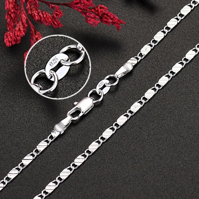 925 Sterling Silver Figaro Link Chain Necklace 16 18 20 22 24 30 Inch
