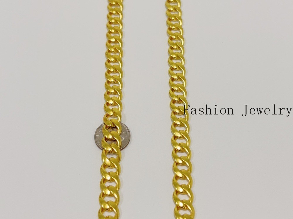 18K Solid Yellow Gold 10mm Curb Cuban Link Chain Necklace Bracelet 26″ Polished