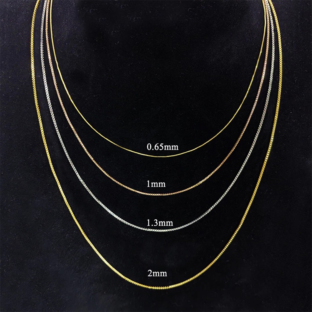 18″ 2.5mm 14k REAL Yellow Gold Box Link Chain Necklace with Lobster Claw Clasp
