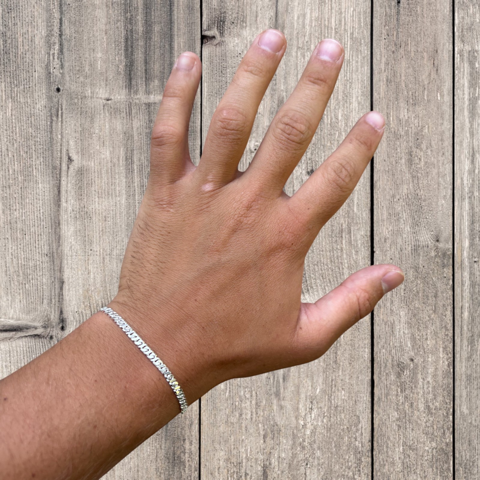 3.5mm Dollar Link Bracelet – Real Solid 925 Sterling Silver MADE IN ITALY