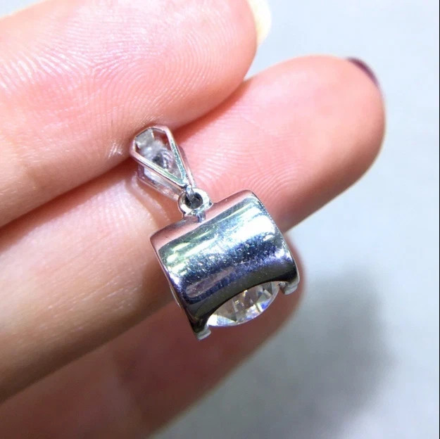 2 Ct Lab Created Diamond Solitaire Pendant Free Chain 14K White Gold Finish.