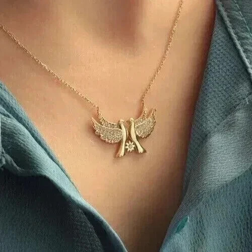 Women’s Bird’s 1.00Ct Round Lab Created Diamond 14K Yellow Gold Plated 18″ Chain
