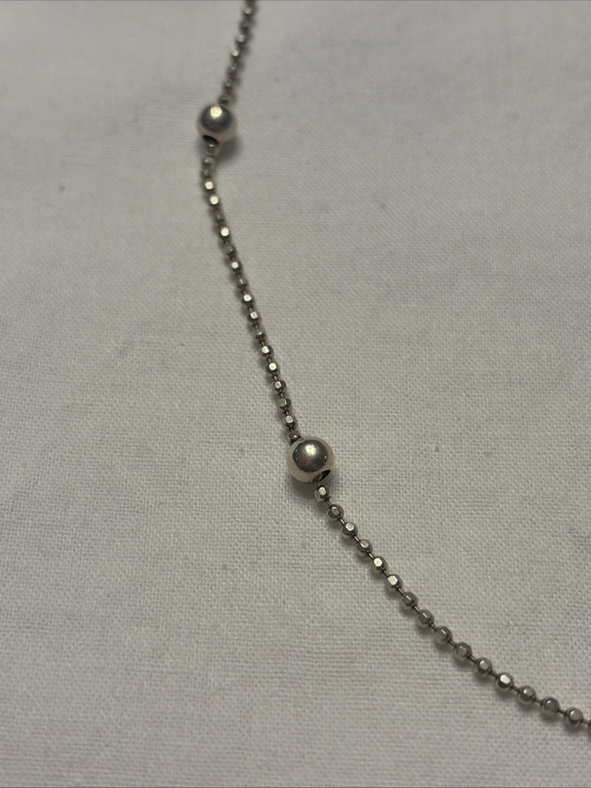 Made In Italy 925 Sterling Silver 16” Diamond Cut Bead Station Necklace Vintage
