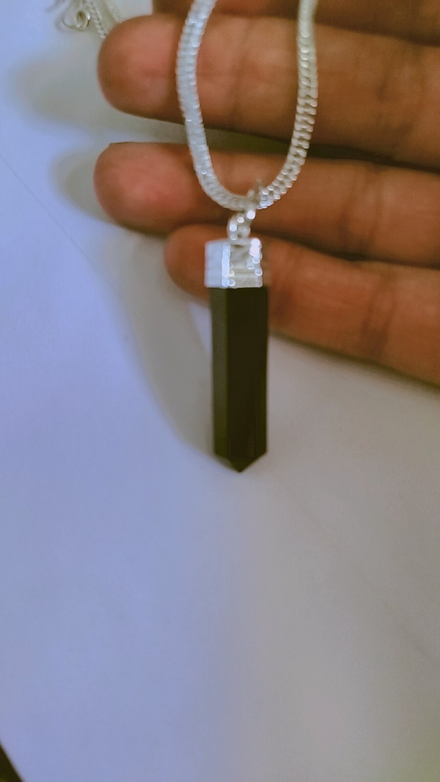 925 Sterling Silver Natural Black Spinel Pencil Pendant Jewelry For Men/Women
