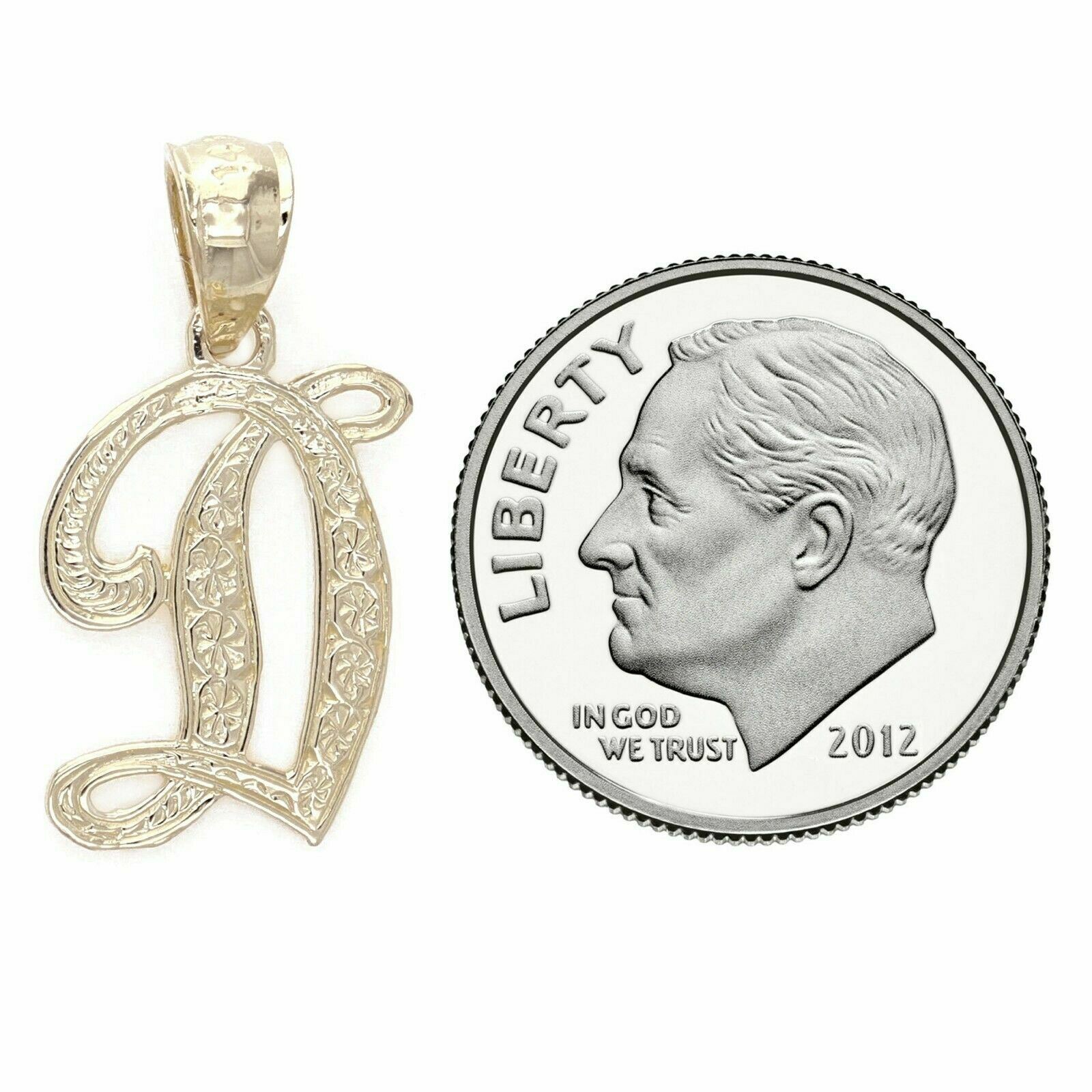 14k Yellow or White Gold Initial Letter D Alphabet A-Z Charm Pendant