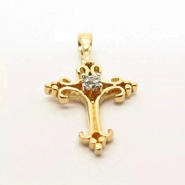 2Ct Round Cut Lab-Created Diamond Women’s Cross Pendant 14k Yellow Gold Plated