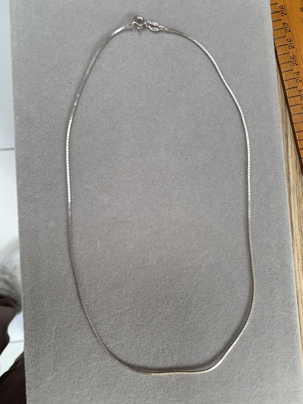 Sterling Silver 925 Fine Box Chain Necklace 40cm Long – 3.40g