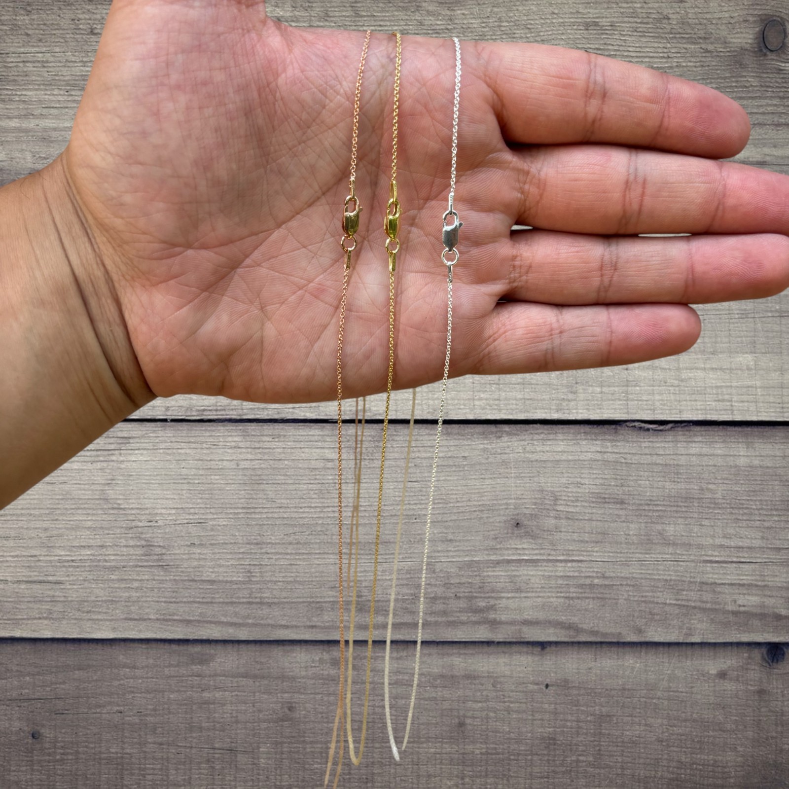 1mm Cable Link Chain – Real Solid 925 Sterling Silver Or 14k Gold/Rose Vermeil