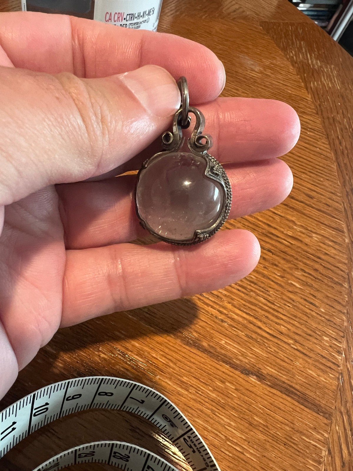 Large Exceptional Swedish Gotland Crystal Ball Oxidized Sterling Silver Pendant