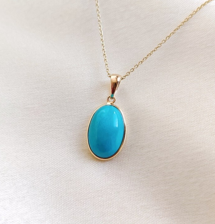 Gold Plated Sleeping Beauty Turquoise Pendant, Turquoise Sterling Silver Pendant