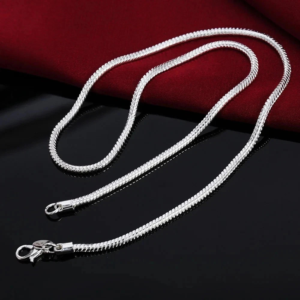 40-75cm 925 Sterling Silver 1MM/2MM/3MM solid Snake Chain Necklace For Men Women