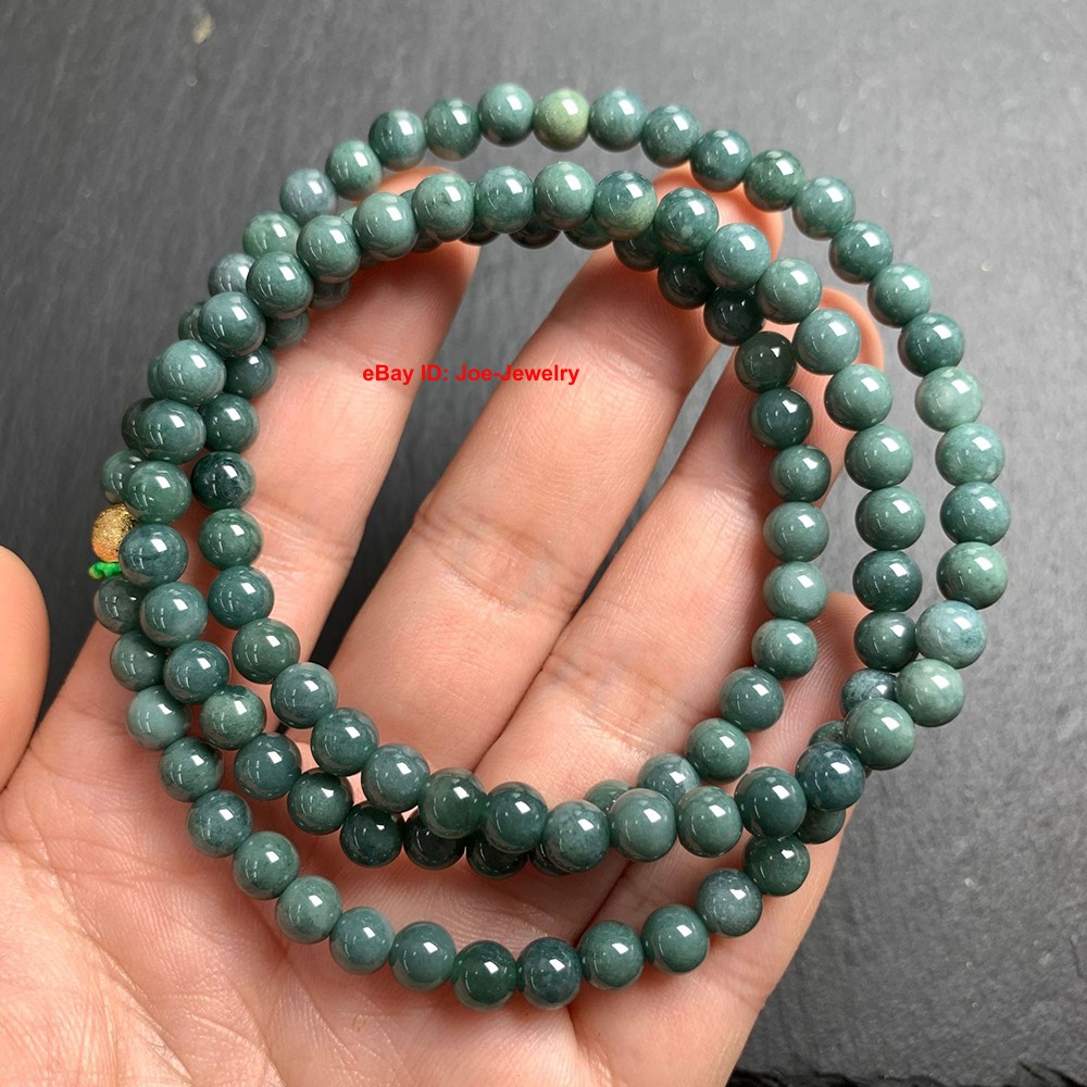 Natural Jadeite Green Jade 5.8mm Bead Necklace Grade A Jade Necklace 64cm