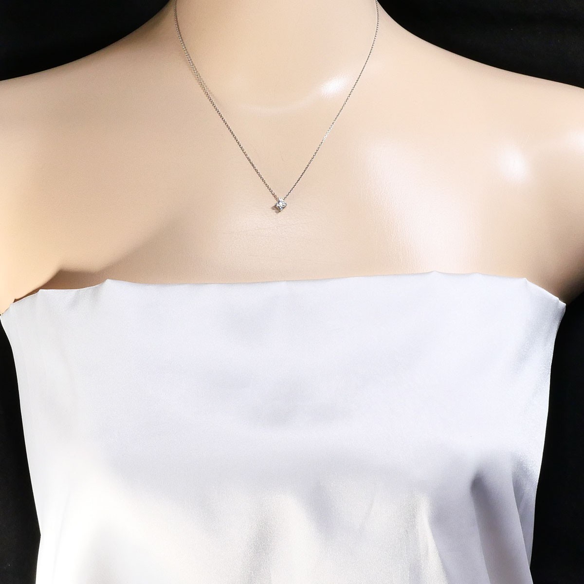 4℃ PT850 Platinum Necklace Diamond (no carat mark) 1.7g 40cm Free shipping…