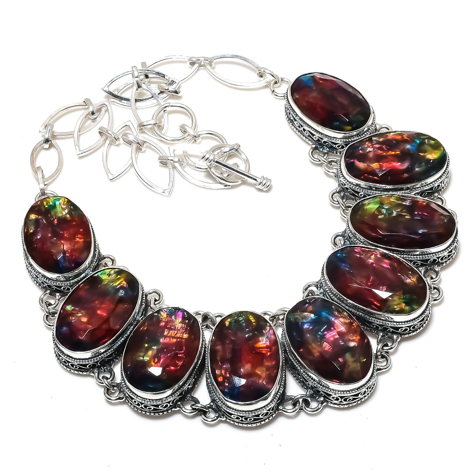Ammolite Gemstone Handmade 925 Sterling Silver Necklace Jewelry Gifts For Love