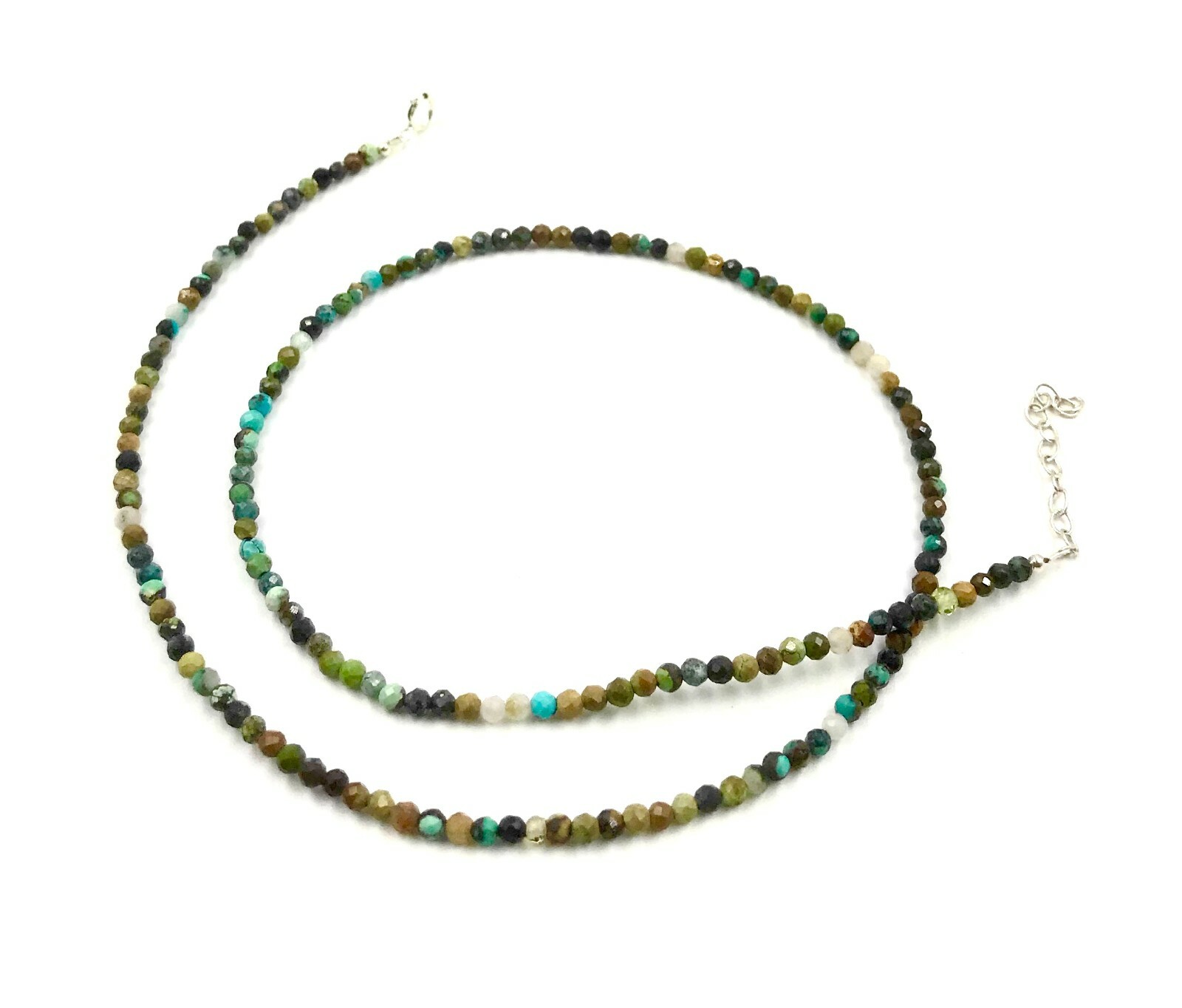 Genuine Turquoise Bead 925 Silver Necklace Jewelry Women Handmade USA SELLER