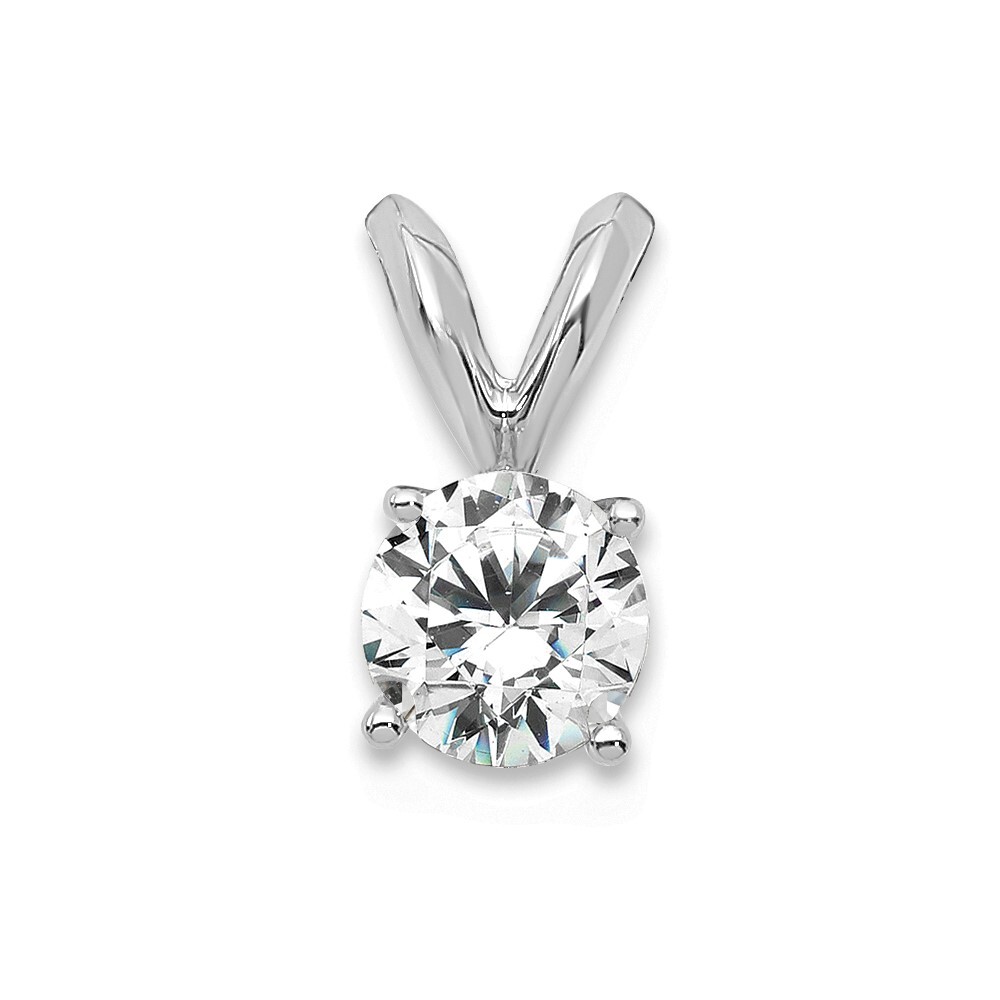 14k White Gold 1/3 Ct Round VS/SI GH Lab Grown Diamond Solitaire Pendant