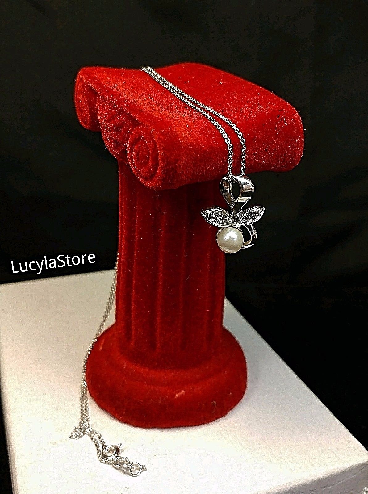 Genuine 18K White Gold Flower Pendant & Oval Chain 18.11″ Necklace 4.7g Italy