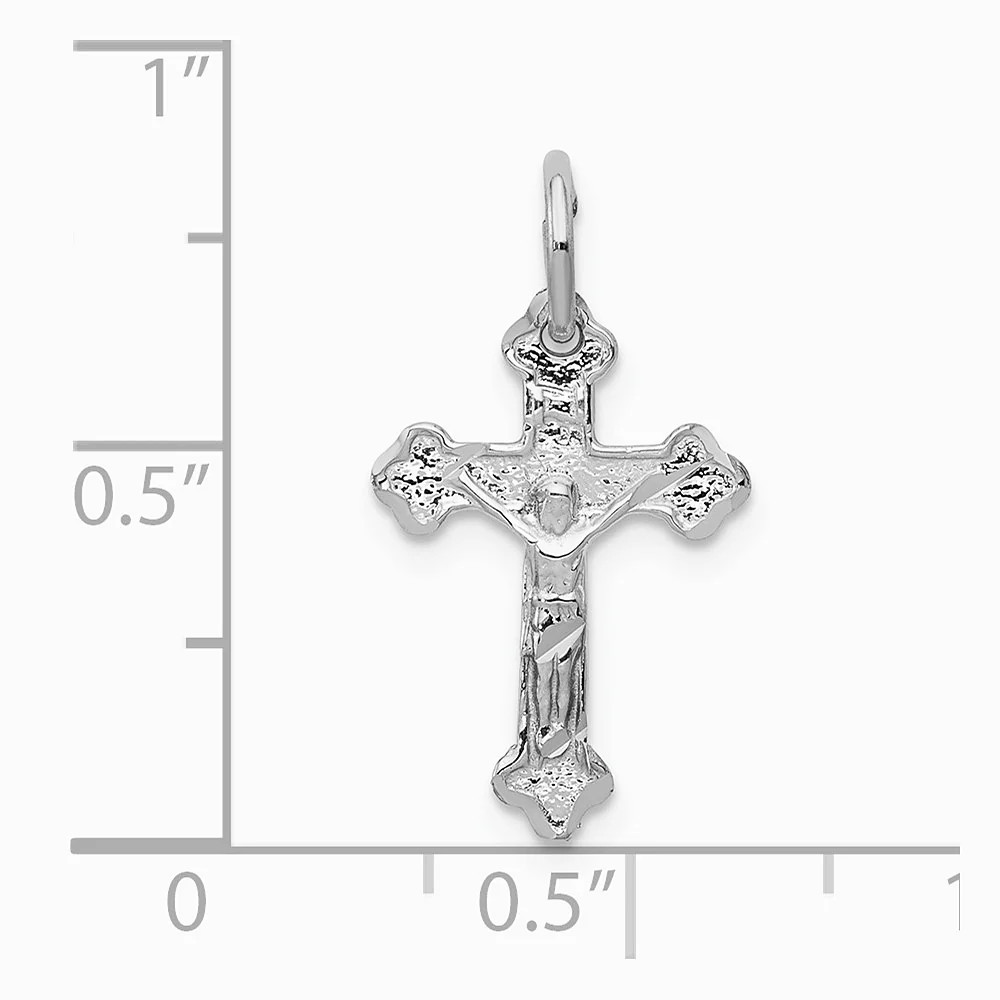 10K / 14K White Gold Diamond-Cut Crucifix Charm
