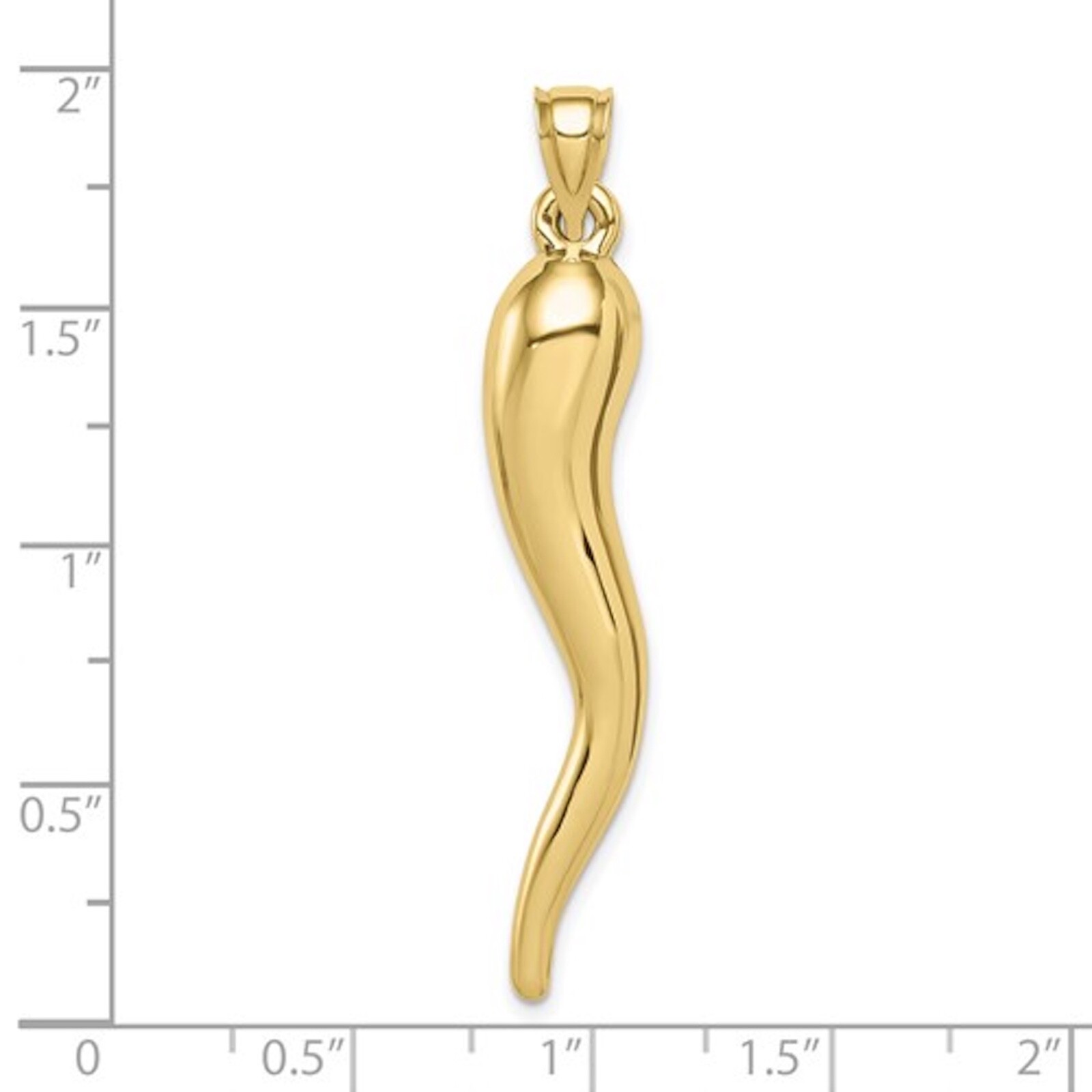 14K Real Gold 3D Cornicello Charm Pendant, Gold Italian/Chili pepper Horn – 14KH