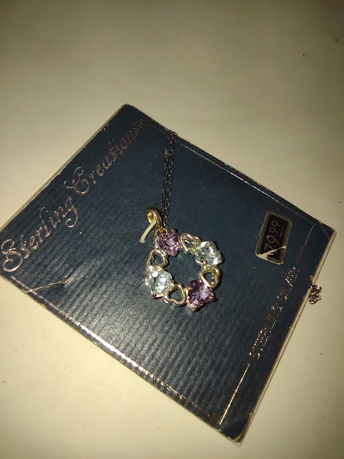 Sterling Creations 925 Sterling Silver Heart Charm Necklace Gift New Vintage