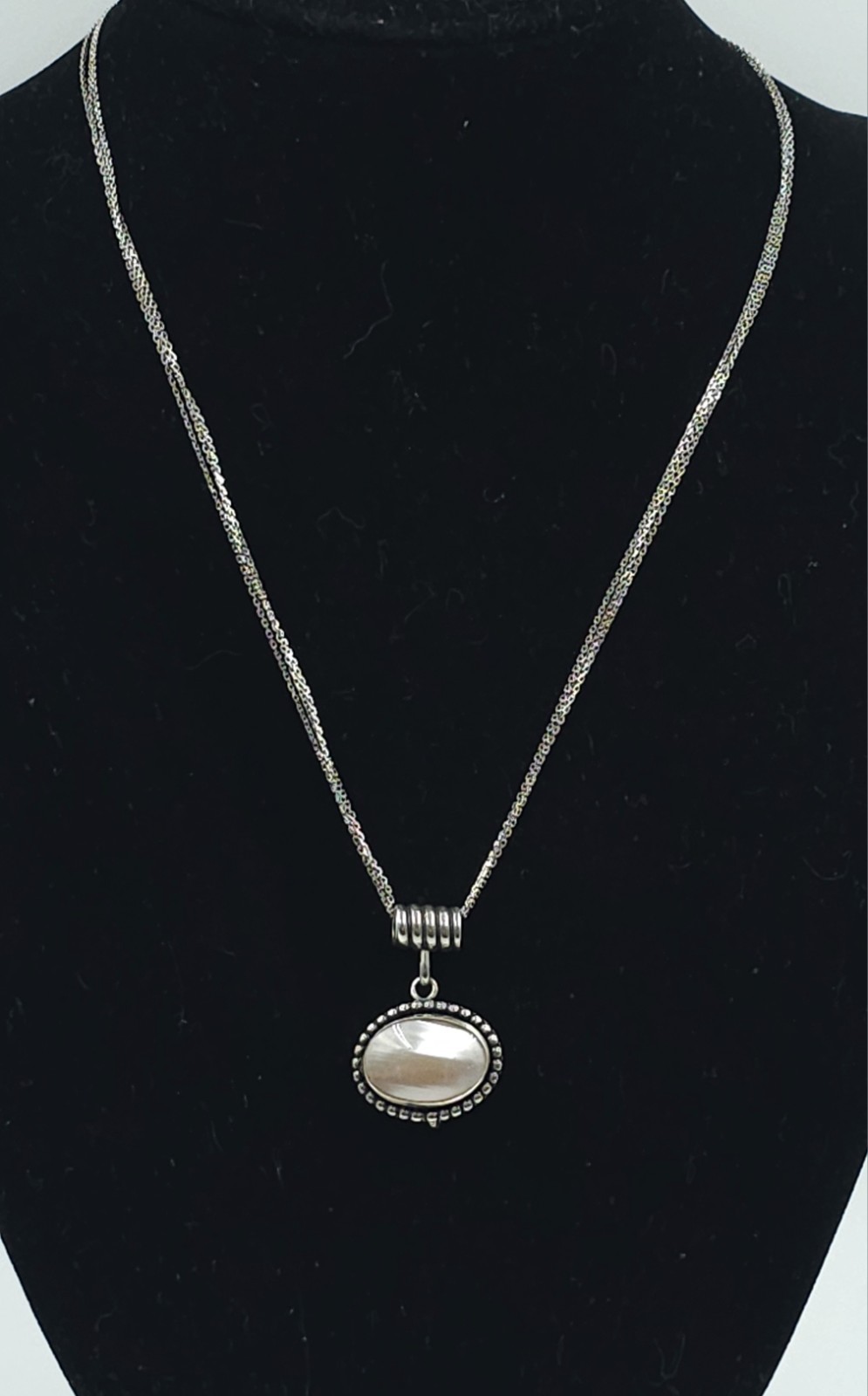 Carolyn Pollack Sterling Silver Moonstone Bezel Pendant Cable Chain Necklace