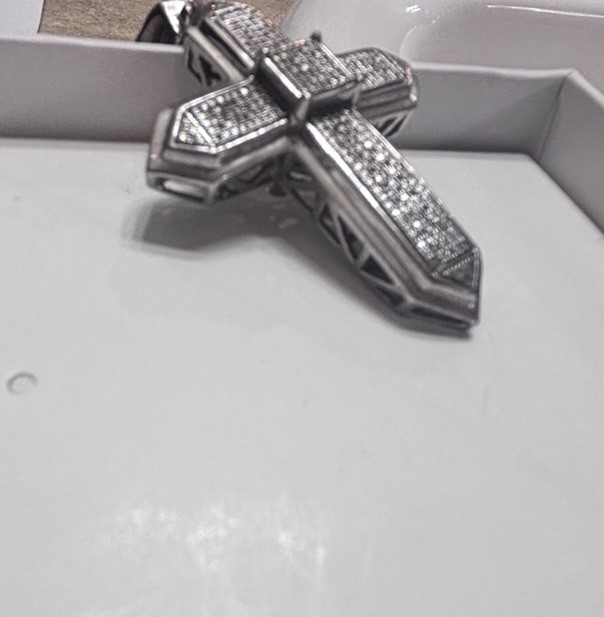 Zales 1/5 CTW Diamond Cross Pendant Sterling Silver 925 Box & Receipt NEW