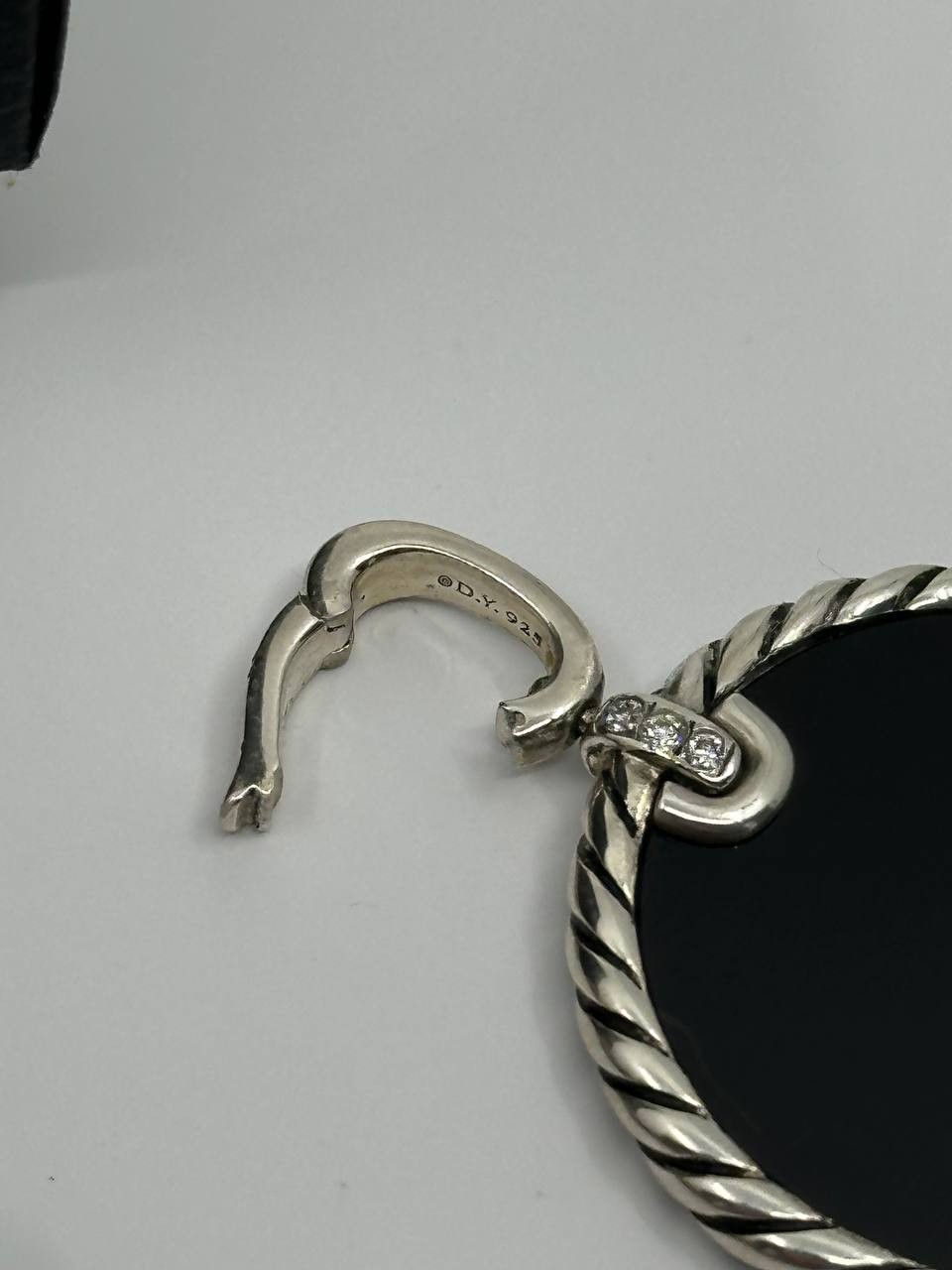 Authentic david yurman elements pendant mother of pearl, black onyx, diamonds