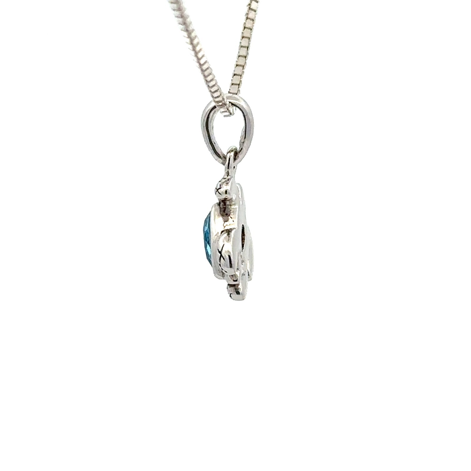 Sterling Silver Turtle Pendant/Charm With CZ (3/8 x 1/2 Inch)