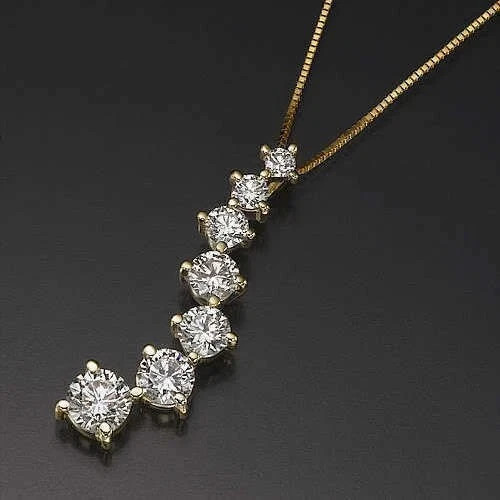 2Ct Round Diamond Journey Lab-Created Necklace 14K Yellow Gold Plated Free Chain