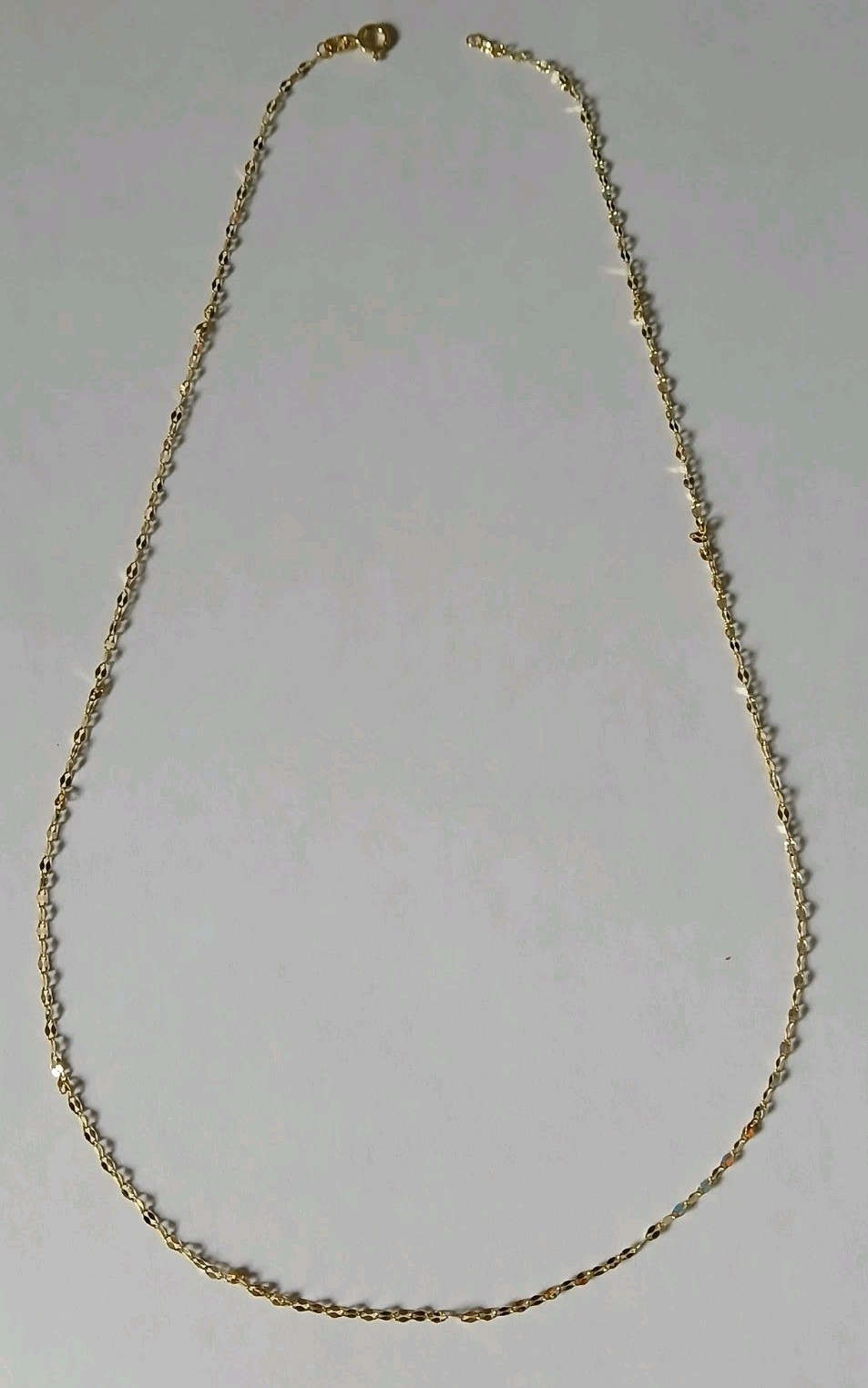 10k Solid Italian Yellow Gold, 15″ Mirror Link Chain, 1.5mm
