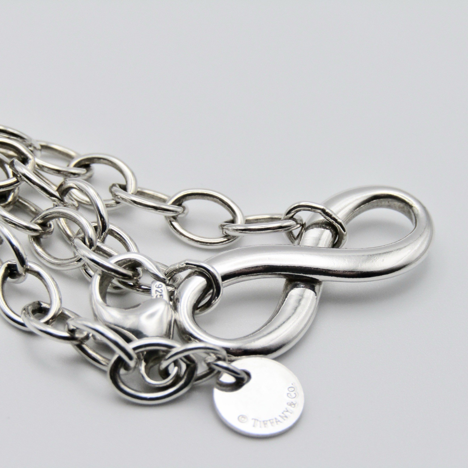 Tiffany & Co Silver Infinity Large Oval Link Chain 18” Necklace w/ Pouch & Box