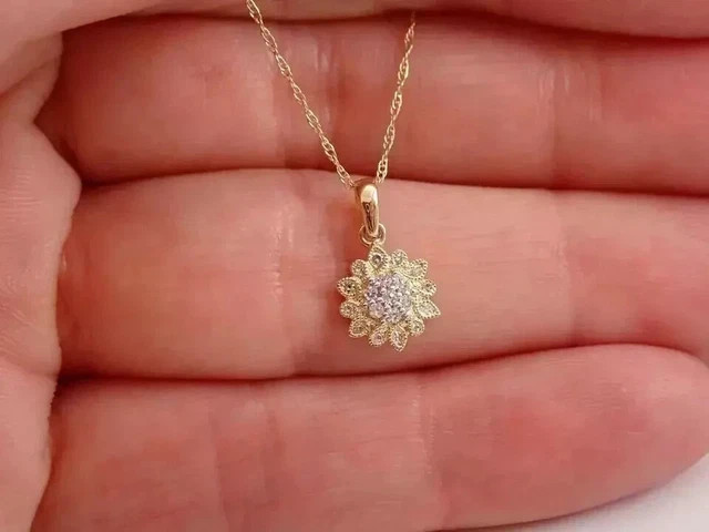 Lab Grown Diamond Snowflake 2.20ct Pendant 14K Yellow Gold Plated Free Chain