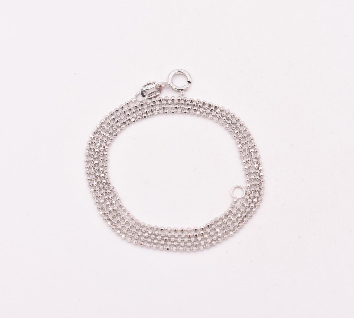 1.1mm Round Diamond Cut Bead Ball Chain Necklace Real Solid 14K White Gold