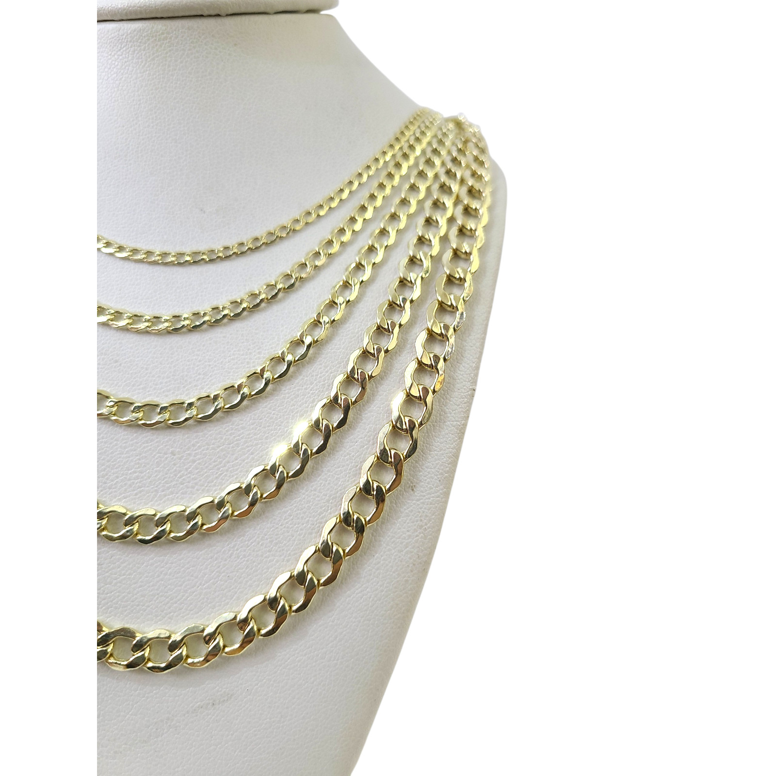 Real 10k Gold Cuban Curb Chain Necklace 16″-30″ In 2.5mm 3mm 4mm 5mm 6mm