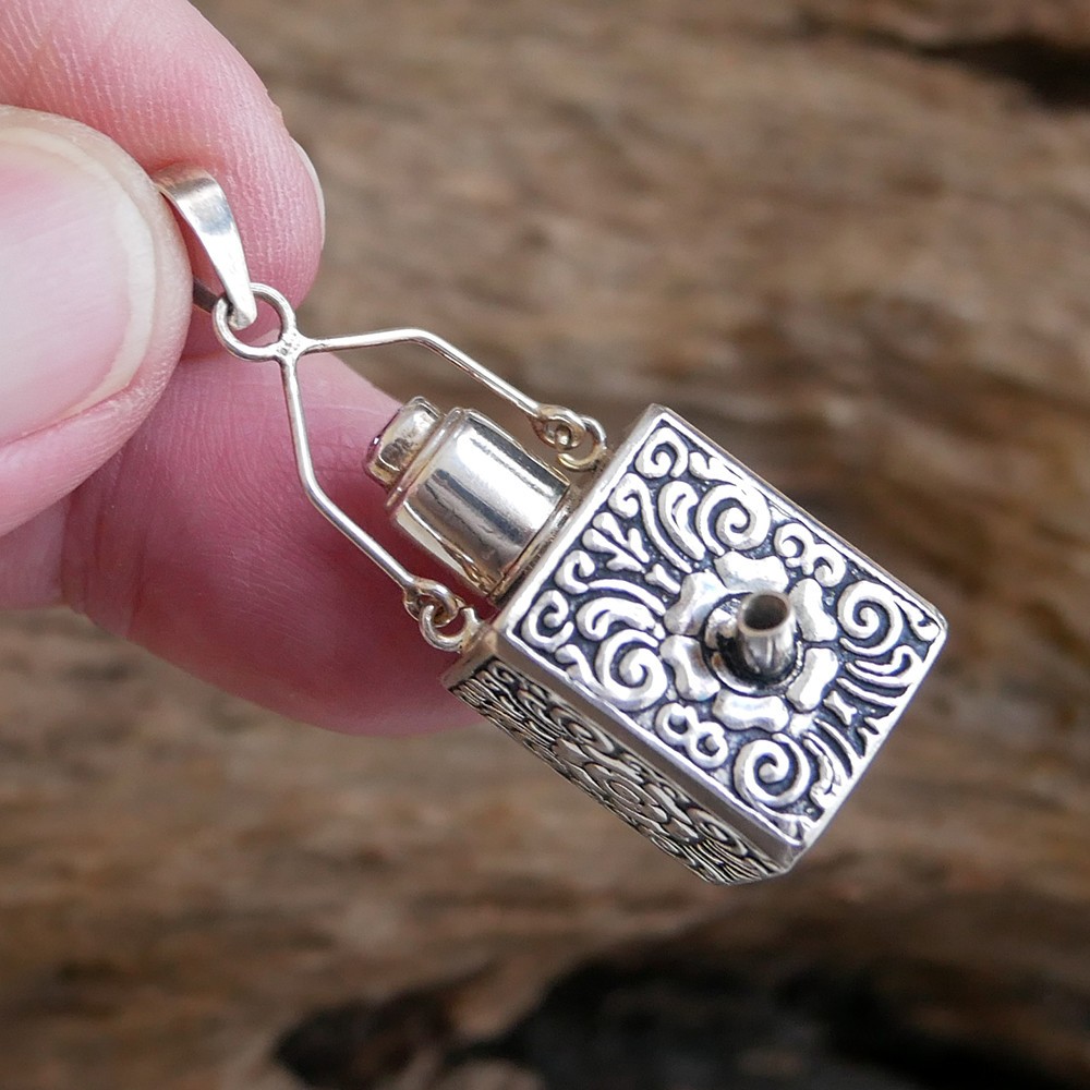 Purple Cubic Zirconia 925 Sterling Silver Ashes Box Prayer Locket Pendant SP050