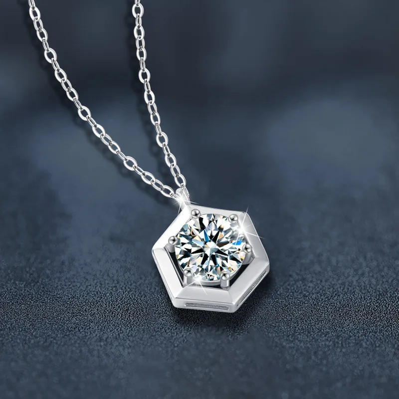 Simple Design Hexagon Shape 1ct Moissanite Pendant for Festival Jewelry Gift