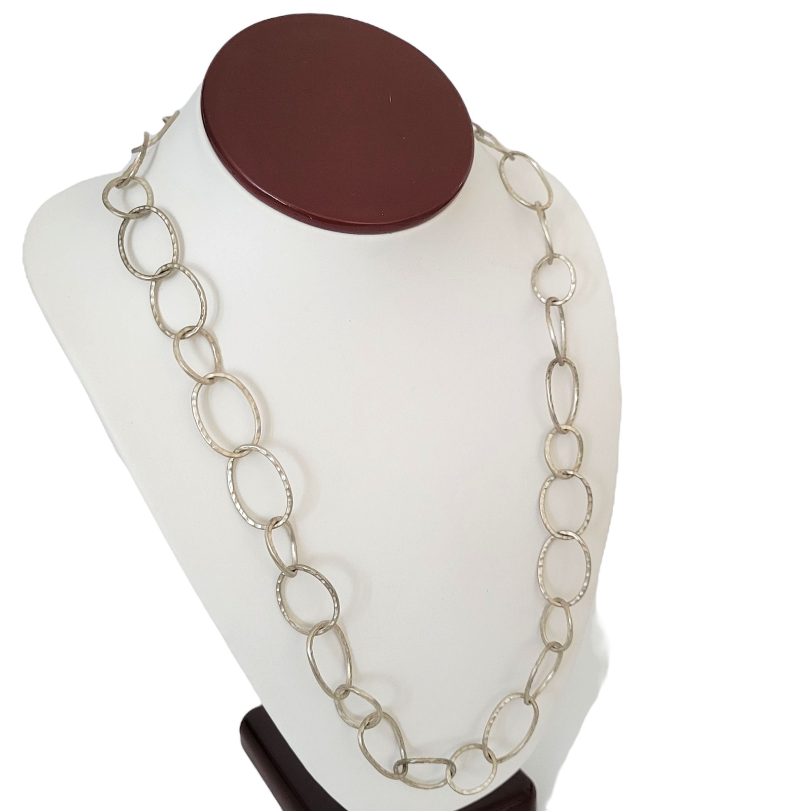 Sterling Silver Necklace Interlocking Circle Chain Lobster Clasp India 23″