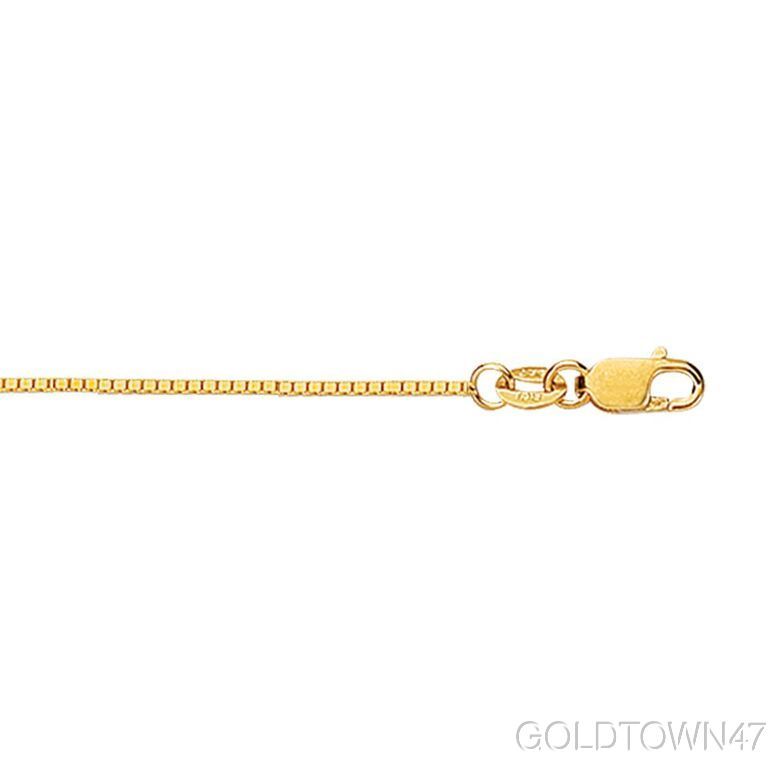 18K Solid Yellow Gold Lite Box Chain Necklace 16″,18″ or 20″