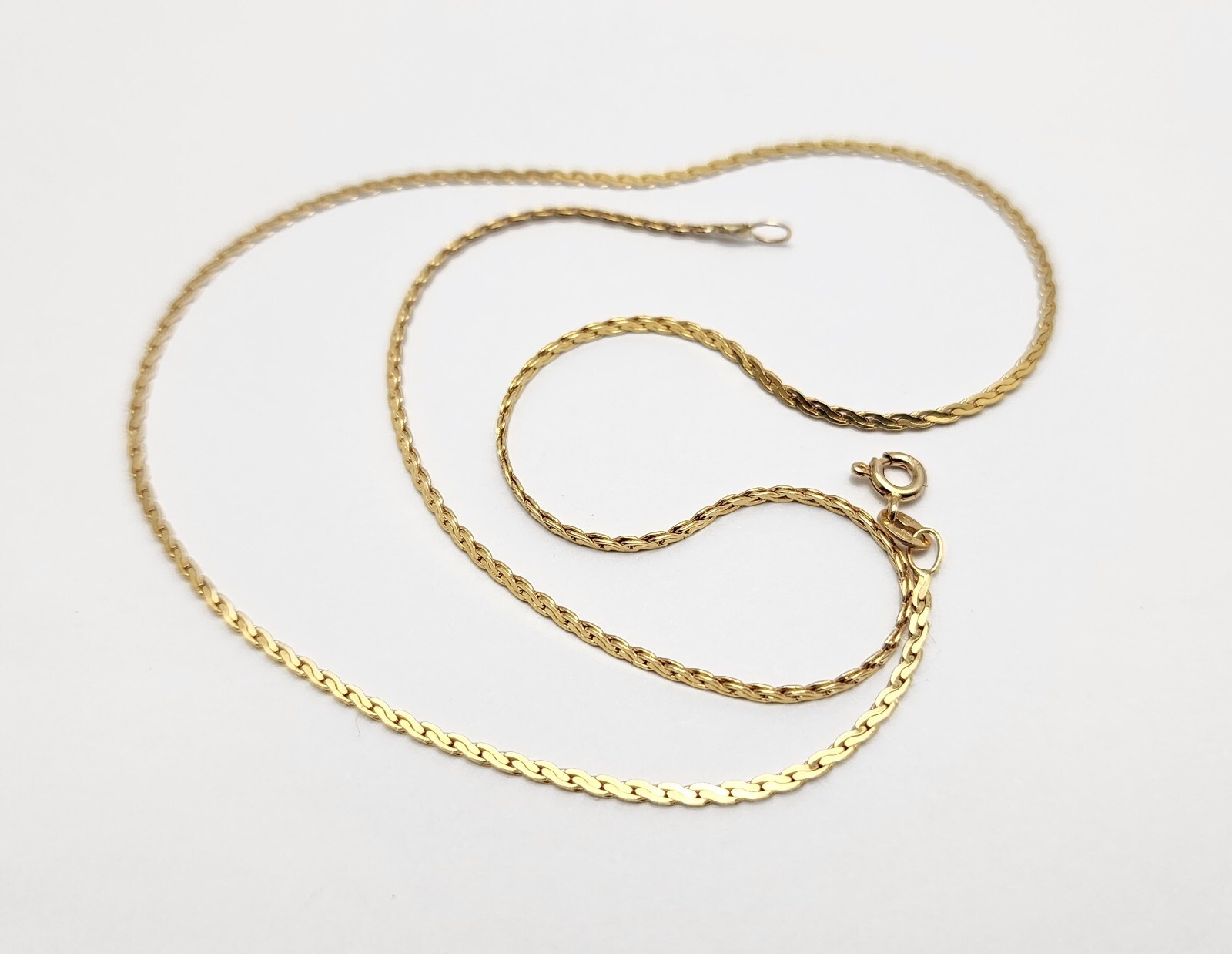 Unique 14K Solid Yellow Gold Designer Flat Link Chain Necklace 16.25″ Length